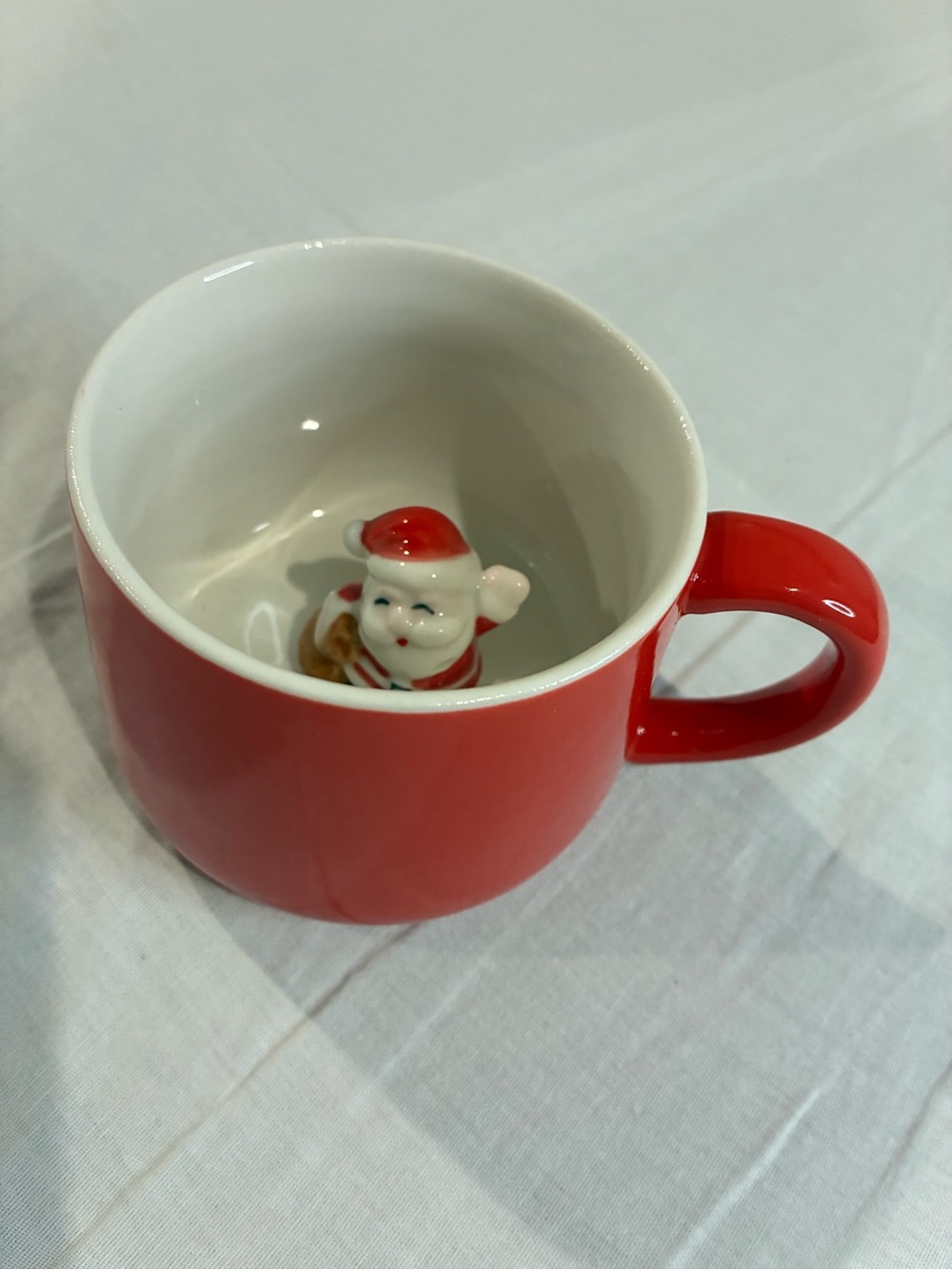 Red Christmas Mug with Santa Inside New
